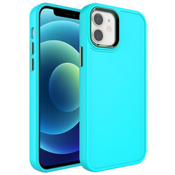 Apple iPhone 11 Case Metal Frame and Button Design Hard Zore Botox Cover Turquoise
