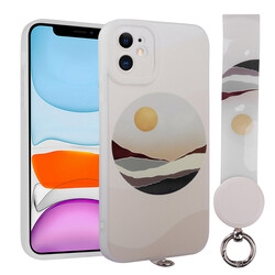 Apple iPhone 11 Case Patterned Hand Strap Corded Zore Arte Silicon Cover NO2
