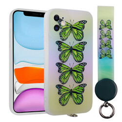 Apple iPhone 11 Case Patterned Hand Strap Corded Zore Arte Silicon Cover NO4