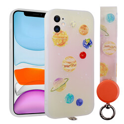 Apple iPhone 11 Case Patterned Hand Strap Corded Zore Arte Silicon Cover NO5