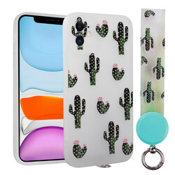 Apple iPhone 11 Case Patterned Hand Strap Corded Zore Arte Silicon Cover NO8