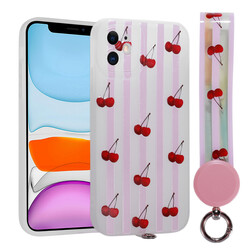 Apple iPhone 11 Case Patterned Hand Strap Corded Zore Arte Silicon Cover NO9