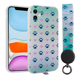 Apple iPhone 11 Case Patterned Hand Strap Corded Zore Arte Silicon Cover NO10