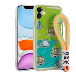 Apple iPhone 11 Case Patterned Hand Strap Corded Zore Astana Silicone Cover Kamp