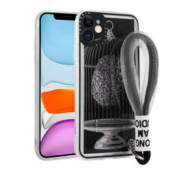 Apple iPhone 11 Case Patterned Hand Strap Corded Zore Astana Silicone Cover Kafes