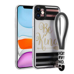 Apple iPhone 11 Case Patterned Hand Strap Corded Zore Astana Silicone Cover Be Kind