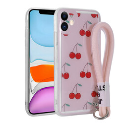 Apple iPhone 11 Case Patterned Hand Strap Corded Zore Astana Silicone Cover Kiraz