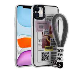 Apple iPhone 11 Case Patterned Hand Strap Corded Zore Astana Silicone Cover Sarı Taksi