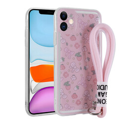 Apple iPhone 11 Case Patterned Hand Strap Corded Zore Astana Silicone Cover Çilek