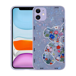 Apple iPhone 11 Case Patterned Hard Silicone Zore Mumila Cover Lilac Bear