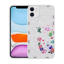 Apple iPhone 11 Case Patterned Hard Silicone Zore Mumila Cover White Cat