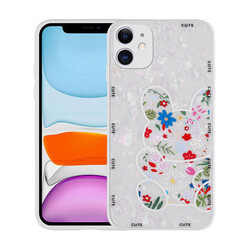 Apple iPhone 11 Case Patterned Hard Silicone Zore Mumila Cover White Rabbit