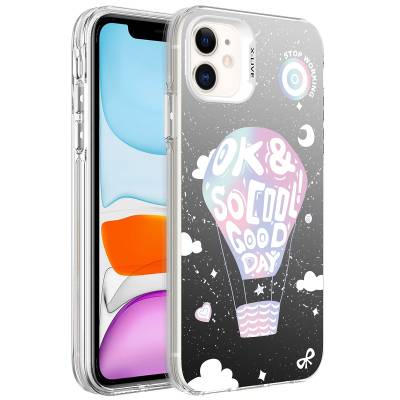 Apple iPhone 11 Case Patterned Zore Silver Hard Cover Balon