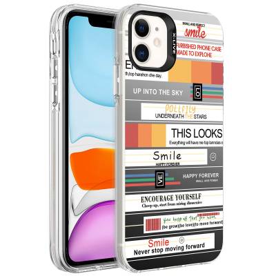 Apple iPhone 11 Case Patterned Zore Silver Hard Cover Mottolar