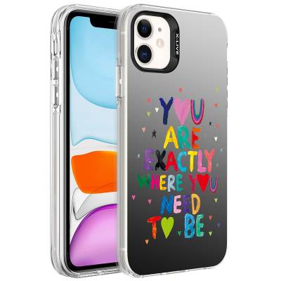 Apple iPhone 11 Case Patterned Zore Silver Hard Cover You