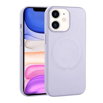 Apple iPhone 11 Case PU Leather Zore Derix Cover with Magsafe Wireless Charging Lila