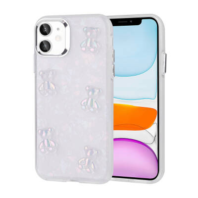 Apple iPhone 11 Case Relief Figured Shiny Zore Eralli Silicone Cover Ayı