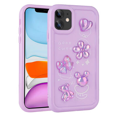 Apple iPhone 11 Case Relief Figured Shiny Zore Toys Silicone Cover Purple