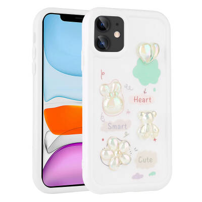 Apple iPhone 11 Case Relief Figured Shiny Zore Toys Silicone Cover White