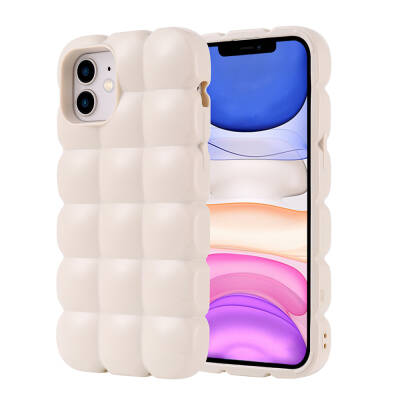 Apple iPhone 11 Case Shiny Flexible Silicone Zore Dom Dom Cover White