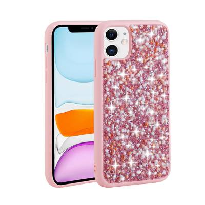 Apple iPhone 11 Case Shiny Stone Design Zore Linea Cover Pink