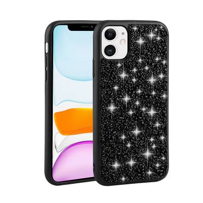 Apple iPhone 11 Case Shiny Stone Design Zore Linea Cover Black