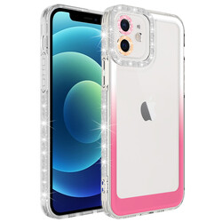 Apple iPhone 11 Case Silvery and Color Transition Design Lens Protected Zore Park Cover Beyaz-Pembe