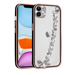Apple iPhone 11 Case Stone Decorated Camera Protected Zore Blazer Cover With Hand Grip Black