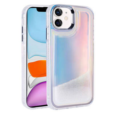 Apple iPhone 11 Case with Airbag Colored Back Surface Bead Design Zore Kumul Cover Şeffaf