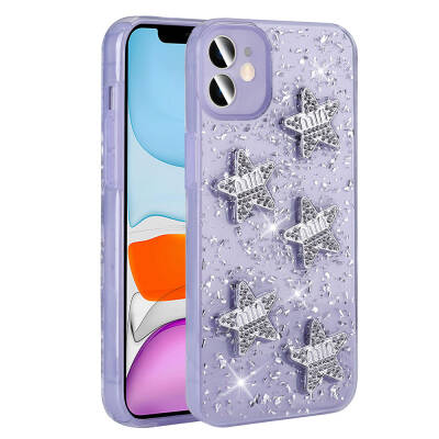 Apple iPhone 11 Case with Airbag Glitter Back Surface Zore Sparkle Silicone Cover Lila