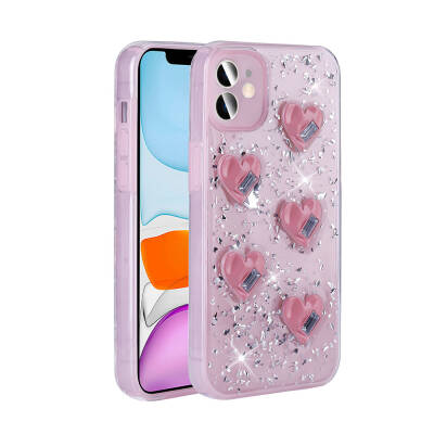 Apple iPhone 11 Case with Airbag Glitter Back Surface Zore Sparkle Silicone Cover Pink