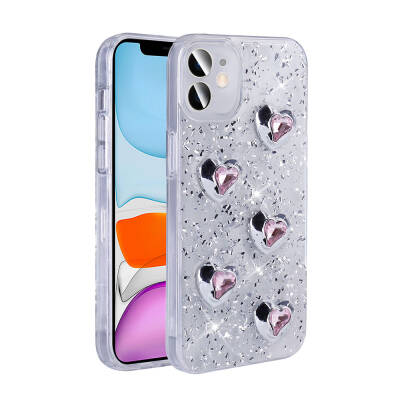 Apple iPhone 11 Case with Airbag Glitter Back Surface Zore Sparkle Silicone Cover Beyaz-Kalp