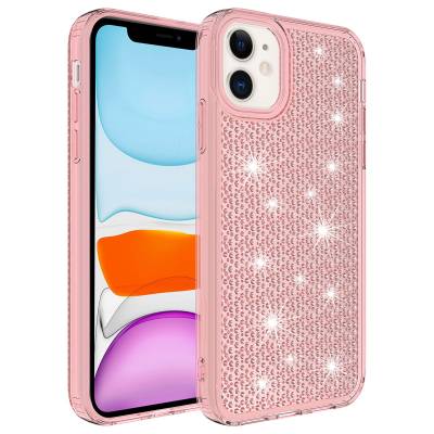 Apple iPhone 11 Case With Airbag Shiny Design Zore Snow Cover Pink
