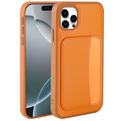 Apple iPhone 11 Case with Card Holder Zore X-Card Silicone Cover Orange