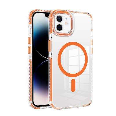 Apple iPhone 11 Case with Magsafe Charging Feature Airbag Attachable Strap Zore Nana Cover Orange