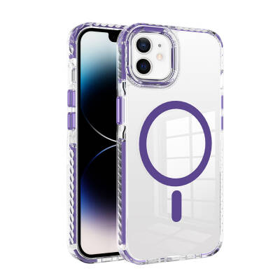 Apple iPhone 11 Case with Magsafe Charging Feature Airbag Attachable Strap Zore Nana Cover Purple