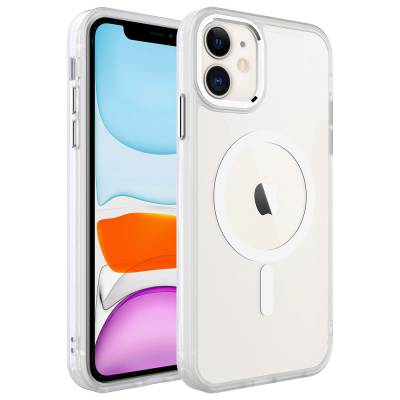Apple iPhone 11 Case with Wireless Charger Zore Krom Magsafe Silicone Cover Colorless