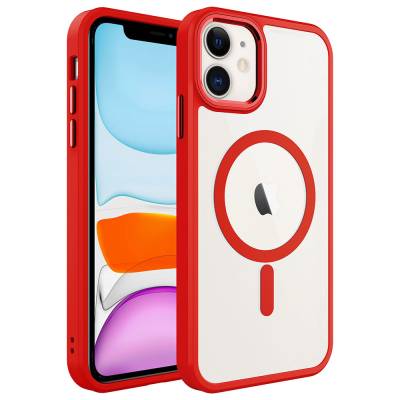 Apple iPhone 11 Case with Wireless Charger Zore Krom Magsafe Silicone Cover Red