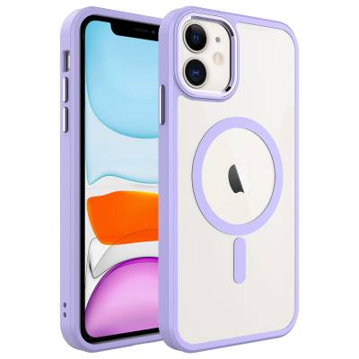 Apple iPhone 11 Case with Wireless Charger Zore Krom Magsafe Silicone Cover Lila
