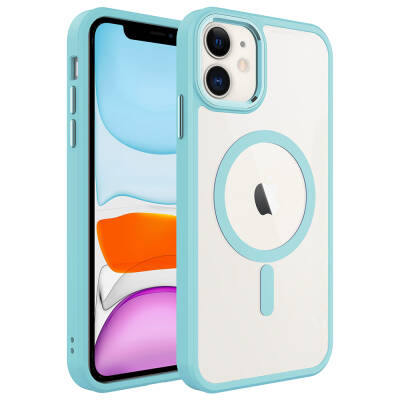Apple iPhone 11 Case with Wireless Charger Zore Krom Magsafe Silicone Cover Blue