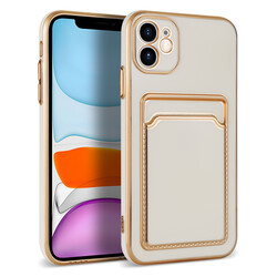 Apple iPhone 11 Case Zore Bark with Card Holder Cover White