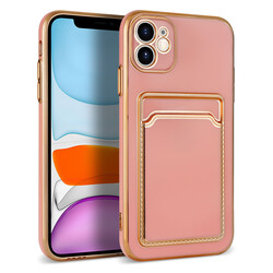 Apple iPhone 11 Case Zore Bark with Card Holder Cover Rose Gold