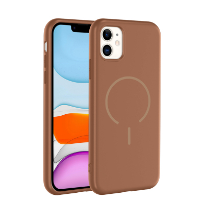 Apple iPhone 11 Case Zore Meta Cover with M-safe Charging Feature Brown