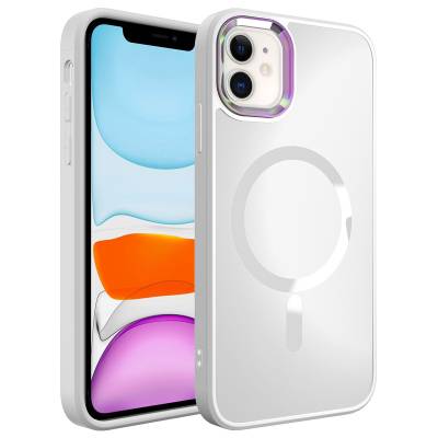 Apple iPhone 11 Case Zore Stil Cover with Magsafe Wireless Charging White