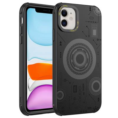 Apple iPhone 11 Case Zore Wireless Charging Patterned Hot Cover Black