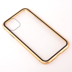 Apple iPhone 11 Kılıf Zore Devrim Mıknatıslı Cam Kapak Gold