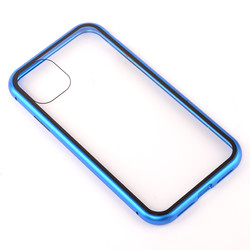 Apple iPhone 11 Kılıf Zore Devrim Mıknatıslı Cam Kapak Mavi