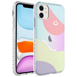 Apple iPhone 11 Kılıf Airbag Kenarlı Renkli Desenli Silikon Zore Elegans Kapak NO7