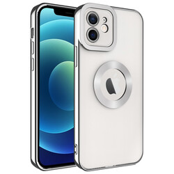 Apple iPhone 11 Kılıf Kamera Korumalı Logo Gösteren Zore Omega Kapak Gümüş