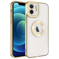 Apple iPhone 11 Kılıf Kamera Korumalı Logo Gösteren Zore Omega Kapak Gold